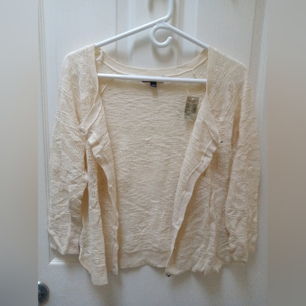 American Eagle Outfitters Cream Cardigan Sweater, Large, New, AE - Picture 2 of 6
